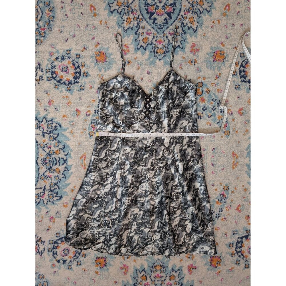Vintage 90's Mystique Intimates Black & White Snake Print Slip Dress - Size L - Picture 6 of 8